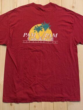 Vintage Y2K Pam Pam Cafe & Grill San Diego California Restaurant Bar T-Shirt XL